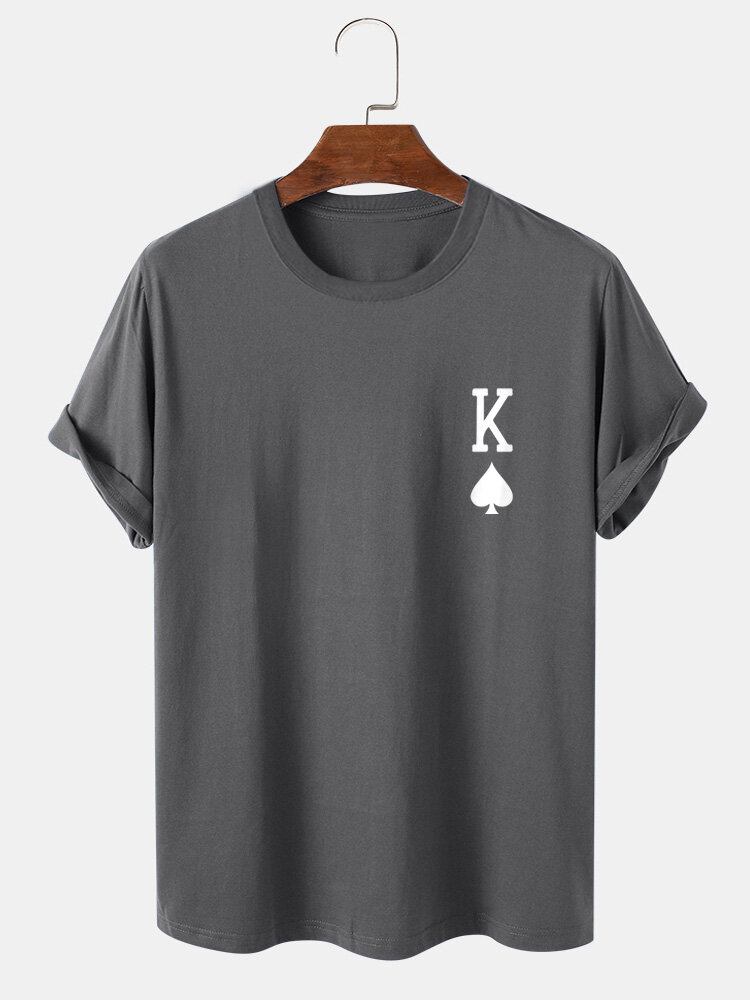 Mænds King Of Spades Poker Print 100% Bomuld Kortærmet T-shirt