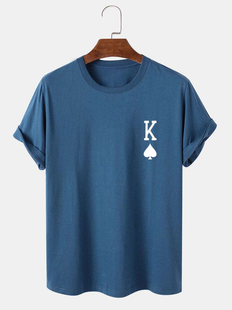 Mænds King Of Spades Poker Print 100% Bomuld Kortærmet T-shirt