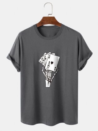 Mænds Poker Skeleton Hand Graphics Street 100% Bomuld Kortærmet T-shirt