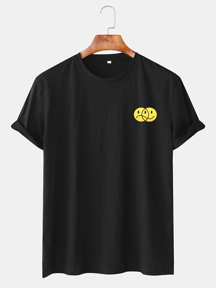 Sjove Emojis-tryk Til Mænd Med Kortærmede Korte Ærmer T-shirts Med O-hals