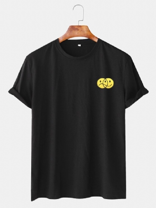 Sjove Emojis-tryk Til Mænd Med Kortærmede Korte Ærmer T-shirts Med O-hals
