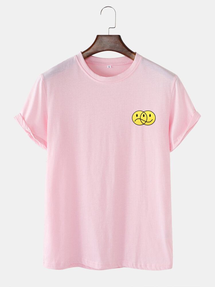 Sjove Emojis-tryk Til Mænd Med Kortærmede Korte Ærmer T-shirts Med O-hals