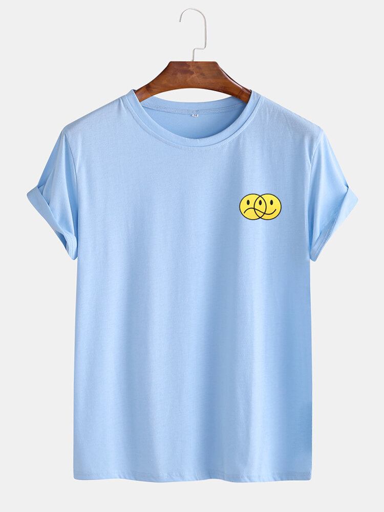 Sjove Emojis-tryk Til Mænd Med Kortærmede Korte Ærmer T-shirts Med O-hals