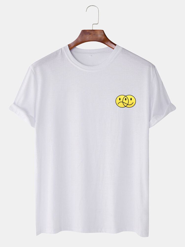 Sjove Emojis-tryk Til Mænd Med Kortærmede Korte Ærmer T-shirts Med O-hals