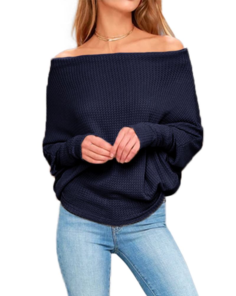 Dame Off Skulder Striktrøjer Jumper Løse Pullover Toppe