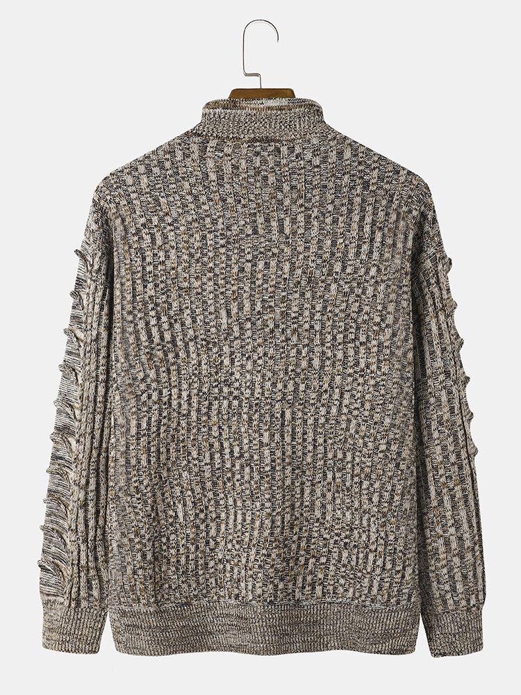 Herre Bomuld Vintage Strik Kabel Lynlås Pullover Snøre Kængurulomme Sweatere