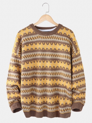 Herre Grafik Strikket Warm Drop Skulder Pullover Casual Sweatere