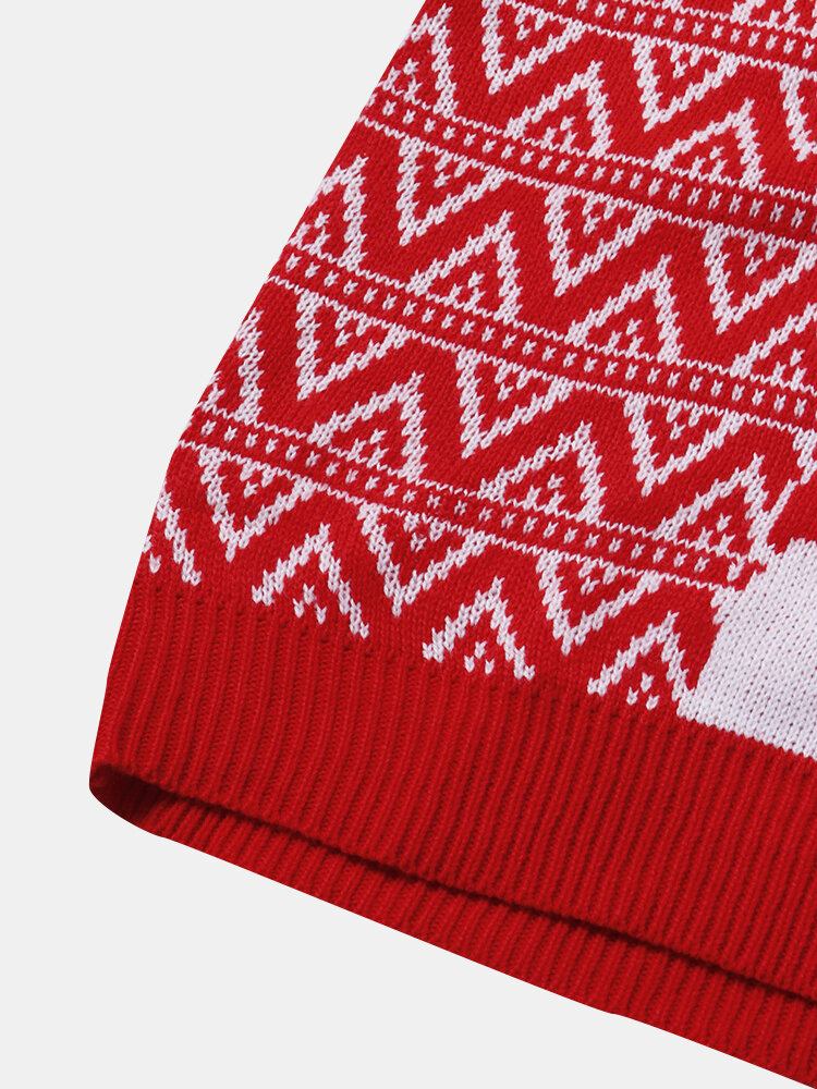 Jul Herre Tegneserie Alpaca Geometri Strikket Varm Pullover Sweatere