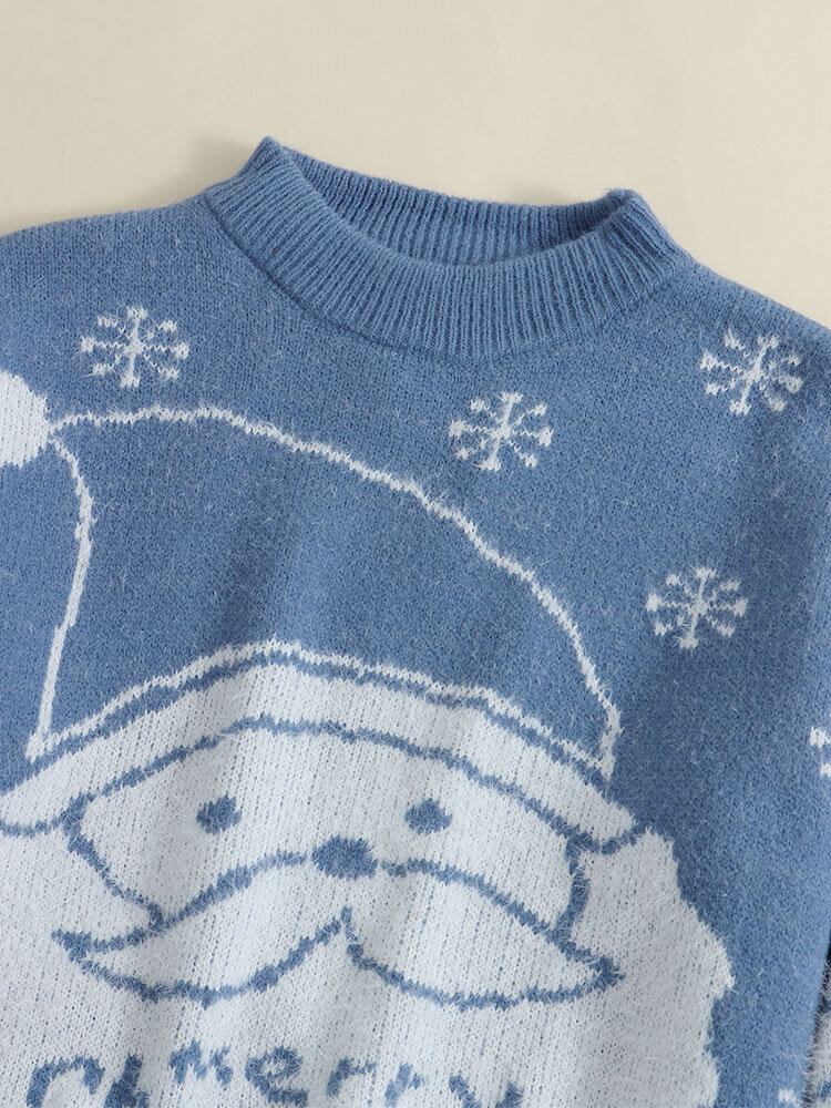 Kvinder Jul Termisk Strik Cartoon Santa Mønster Casual Sweaters