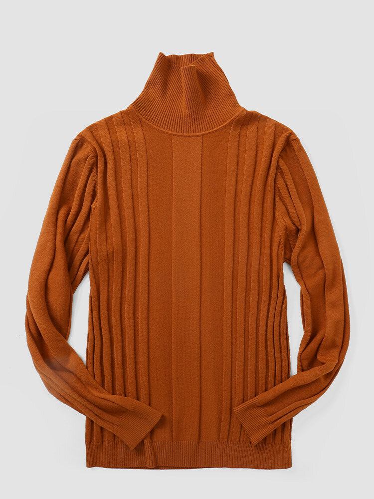 Mænd Solid Strikke Højhalset Hudvenlig Casual Sweater