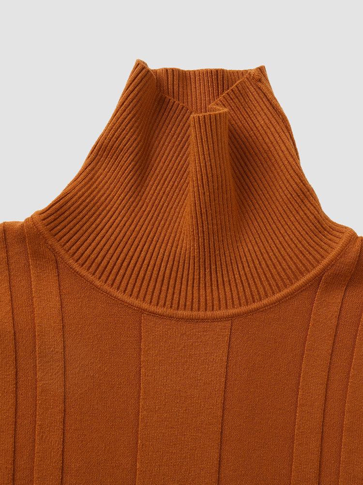 Mænd Solid Strikke Højhalset Hudvenlig Casual Sweater