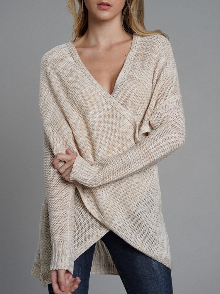 Uregelmæssig Cross Hollow Knit Casual Sweaters