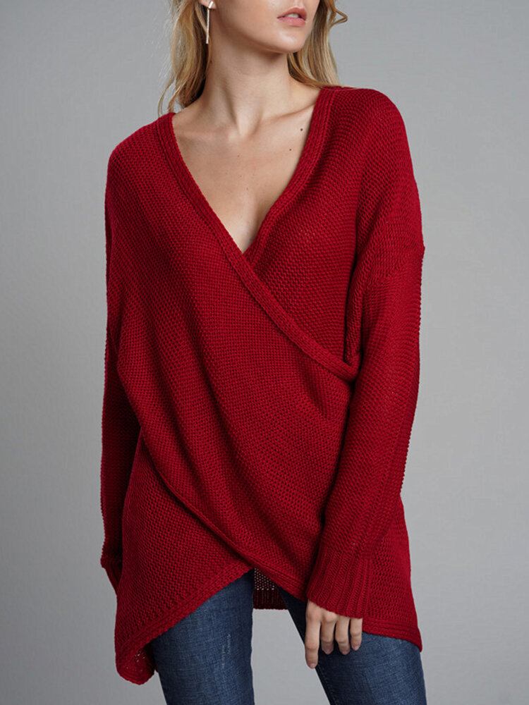 Uregelmæssig Cross Hollow Knit Casual Sweaters