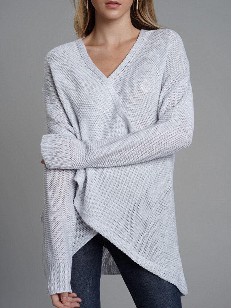 Uregelmæssig Cross Hollow Knit Casual Sweaters