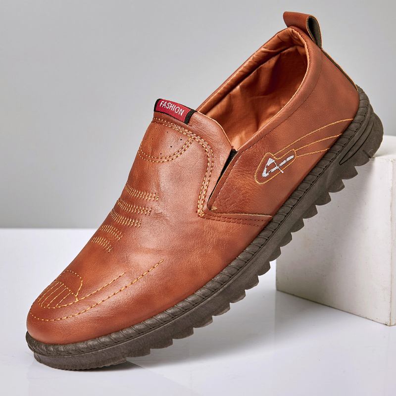 Herremode Broderede Behagelige Bløde Såler Slip-on Afslappede Flade Loafers