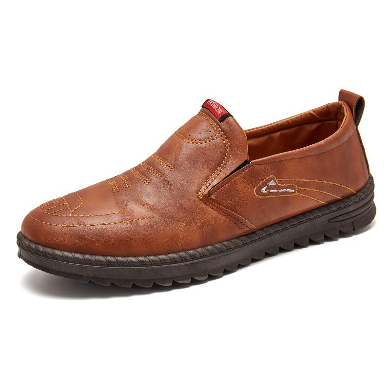 Herremode Broderede Behagelige Bløde Såler Slip-on Afslappede Flade Loafers