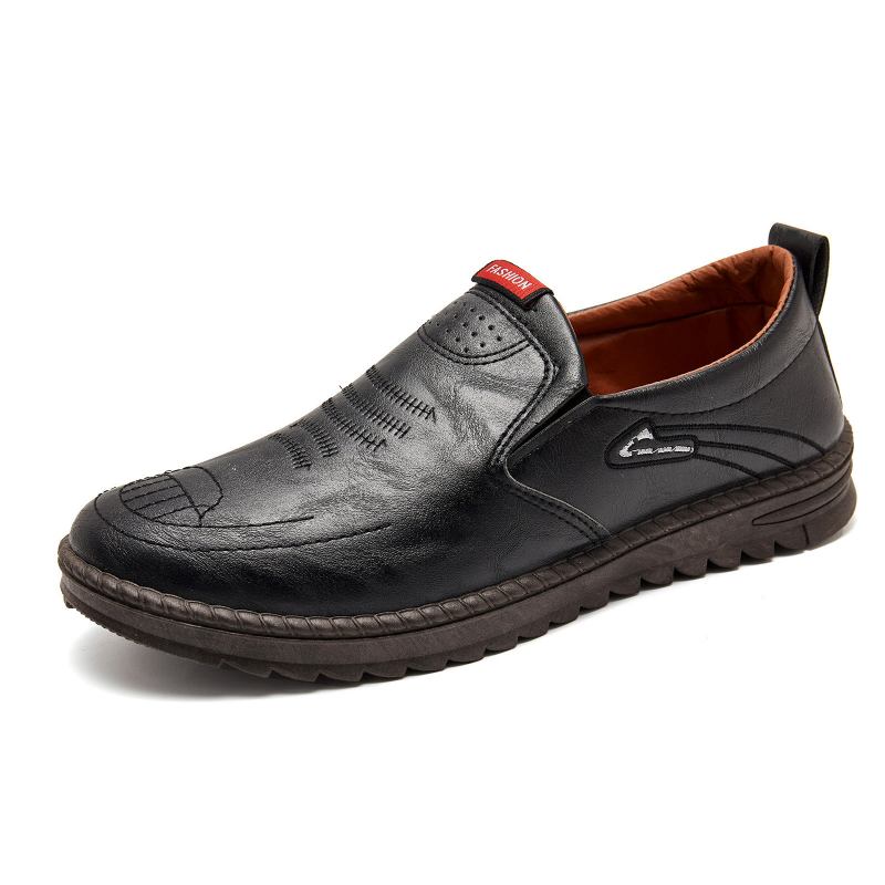 Herremode Broderede Behagelige Bløde Såler Slip-on Afslappede Flade Loafers