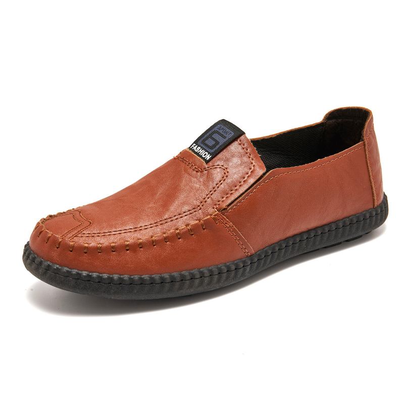 Herremode Komfortabel Håndsyet Blød Sål Slip-on Afslappede Flade Loafers