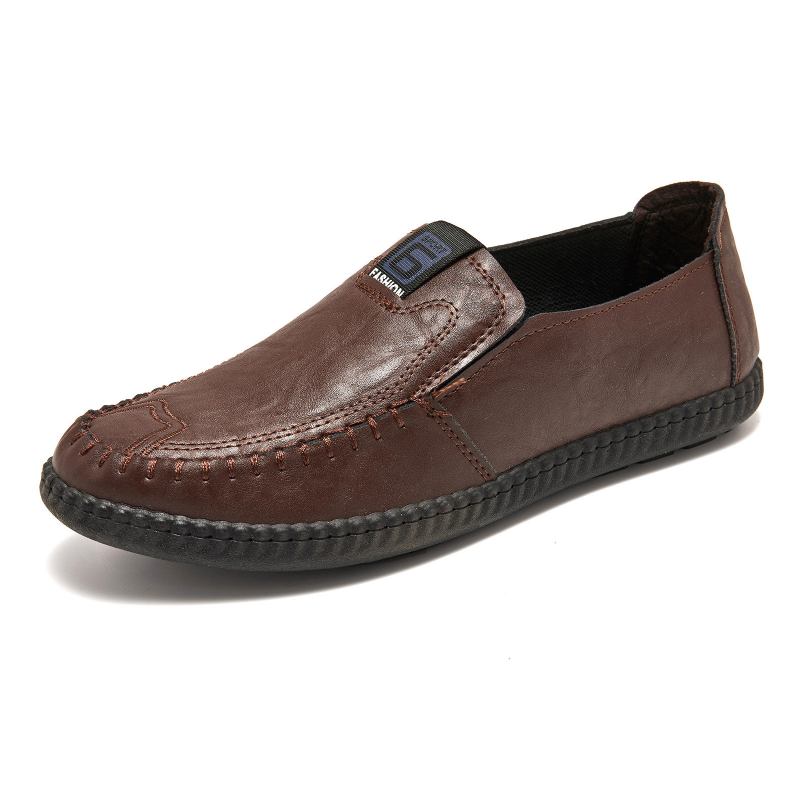 Herremode Komfortabel Håndsyet Blød Sål Slip-on Afslappede Flade Loafers