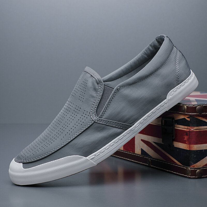 Mænd Åndbar Is Silke Blød Behagelig Sål Solid Slip On Casual Court Sko