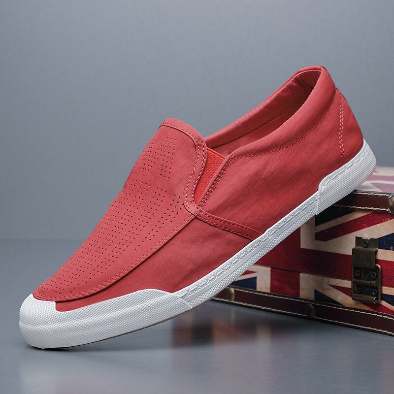 Mænd Åndbar Is Silke Blød Behagelig Sål Solid Slip On Casual Court Sko