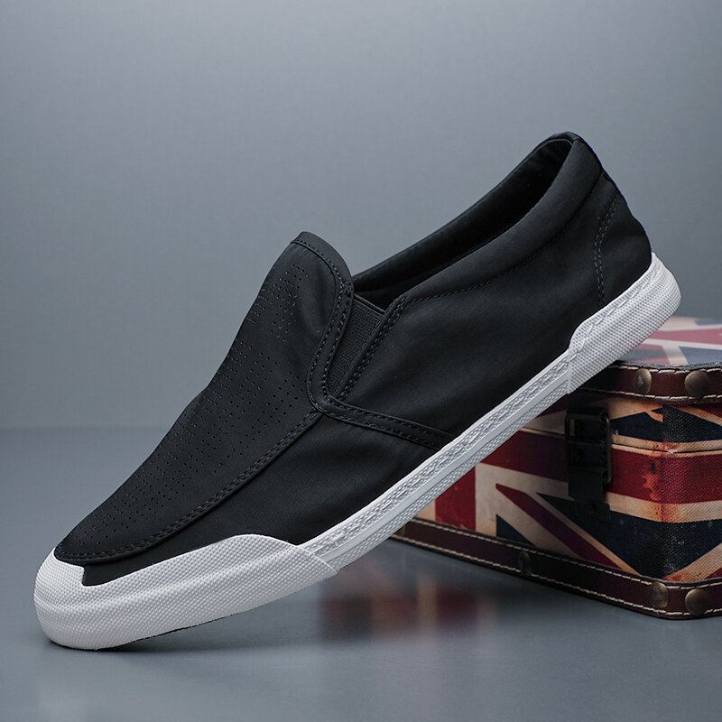 Mænd Åndbar Is Silke Blød Behagelig Sål Solid Slip On Casual Court Sko