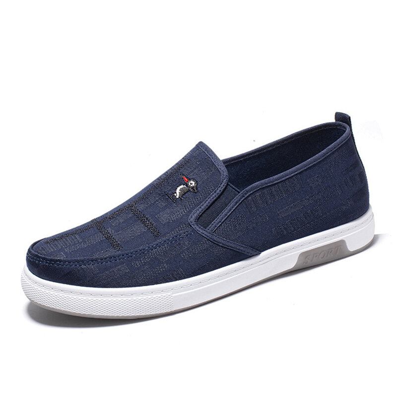 Mænd Åndbar Skridsikker Comfy Slip On Old Peking Casual Cloth Court Sko