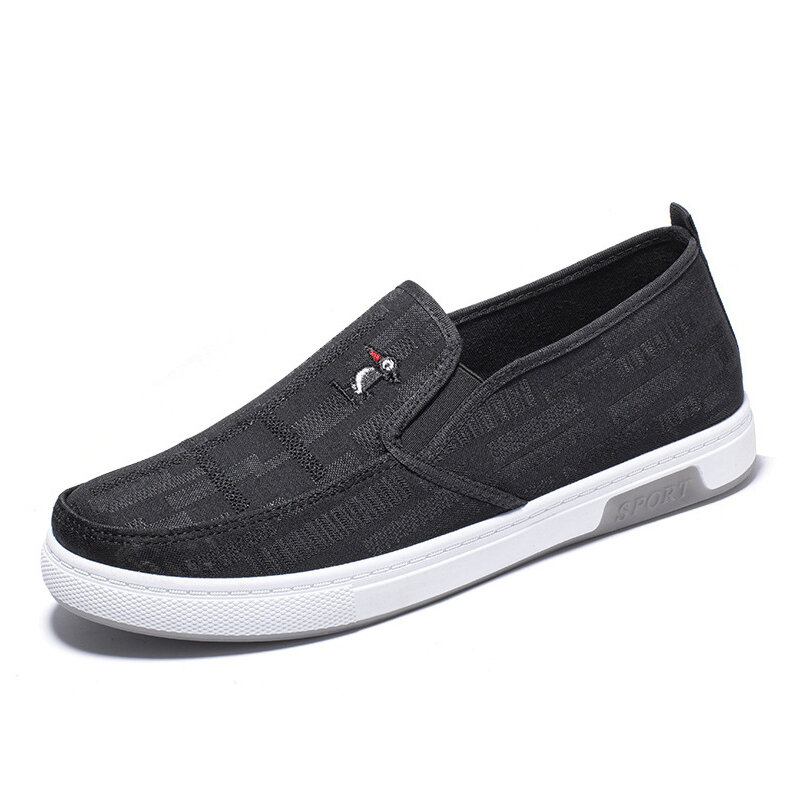 Mænd Åndbar Skridsikker Comfy Slip On Old Peking Casual Cloth Court Sko