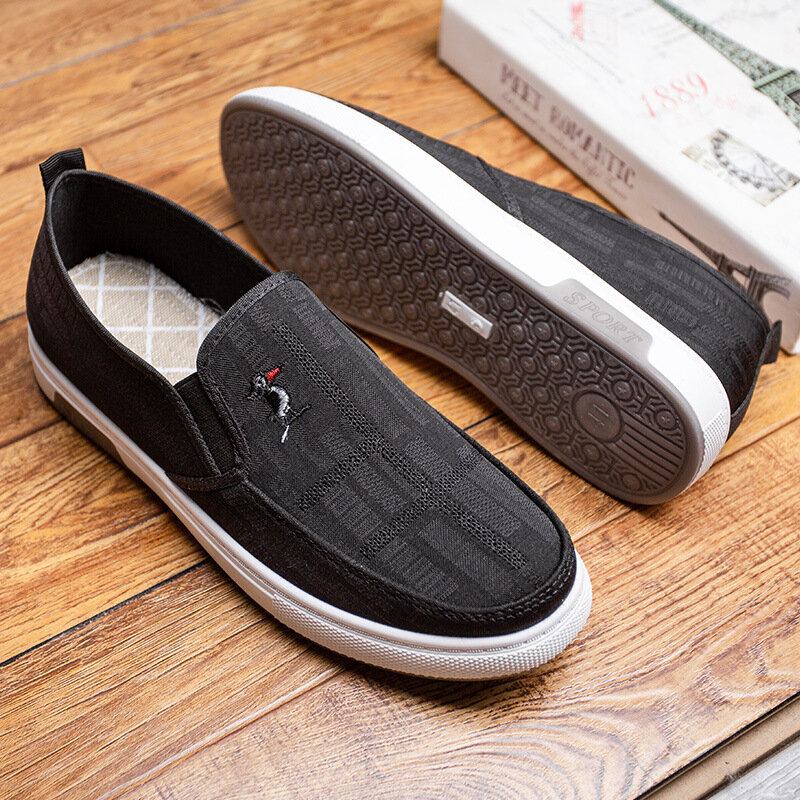 Mænd Åndbar Skridsikker Comfy Slip On Old Peking Casual Cloth Court Sko