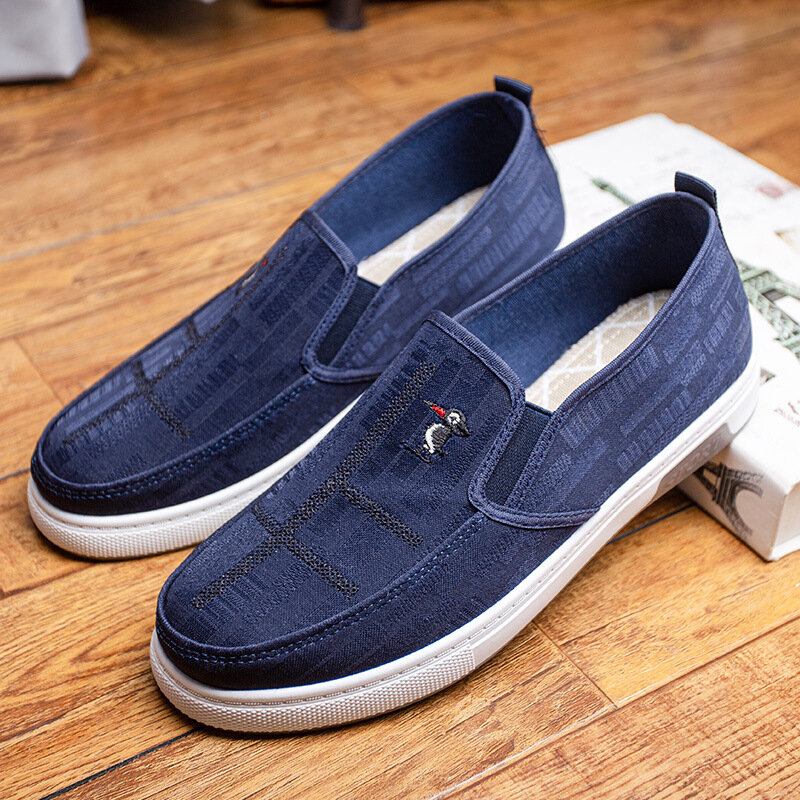 Mænd Åndbar Skridsikker Comfy Slip On Old Peking Casual Cloth Court Sko