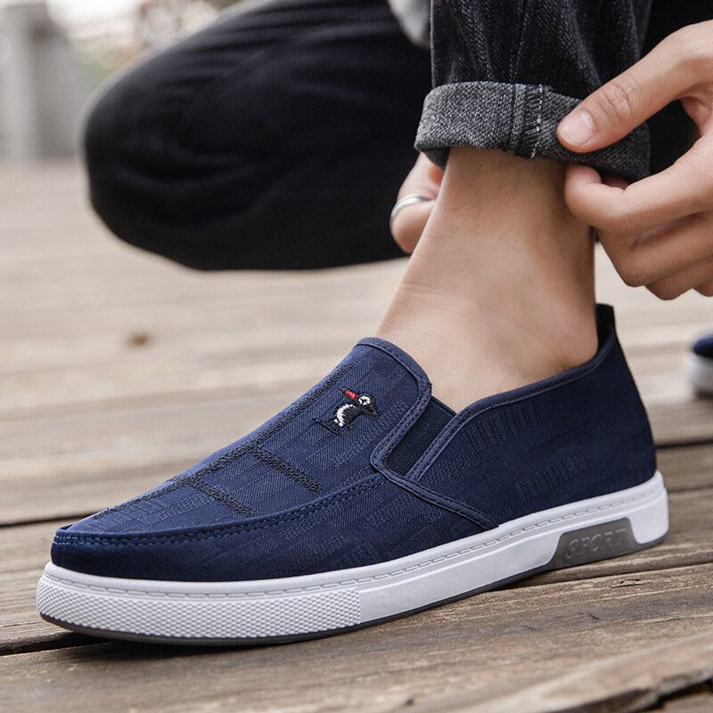 Mænd Åndbar Skridsikker Comfy Slip On Old Peking Casual Cloth Court Sko