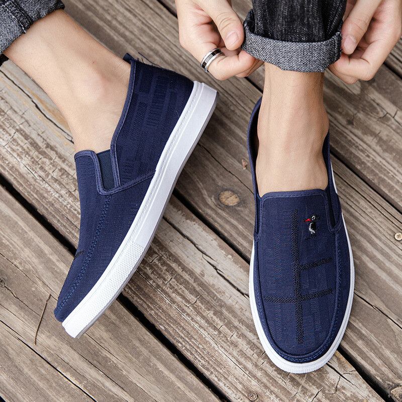 Mænd Åndbar Skridsikker Comfy Slip On Old Peking Casual Cloth Court Sko