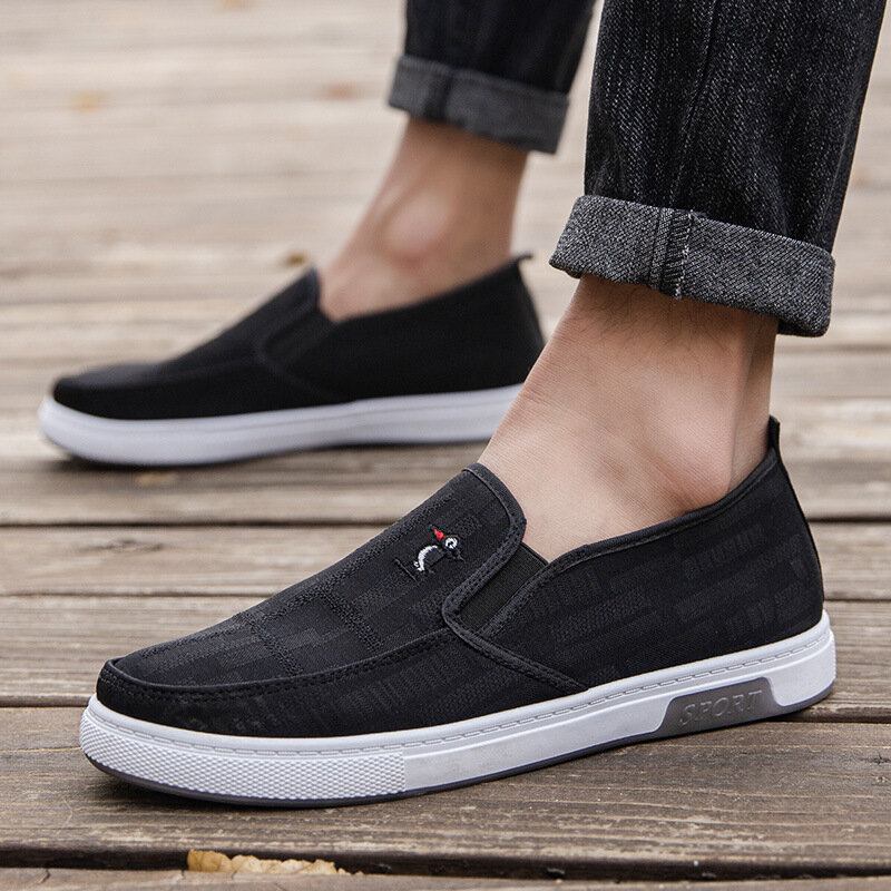 Mænd Åndbar Skridsikker Comfy Slip On Old Peking Casual Cloth Court Sko