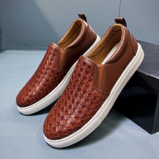 Mænd Åndbar Vintage Weave Blød Bund Slip On Comfy Casual Court Sko