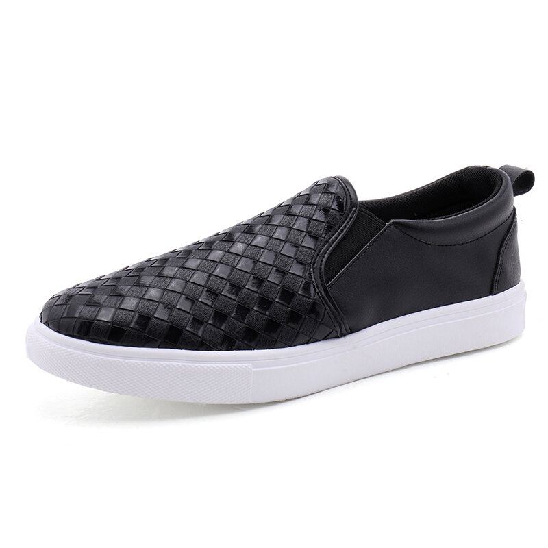 Mænd Åndbar Vintage Weave Blød Bund Slip On Comfy Casual Court Sko