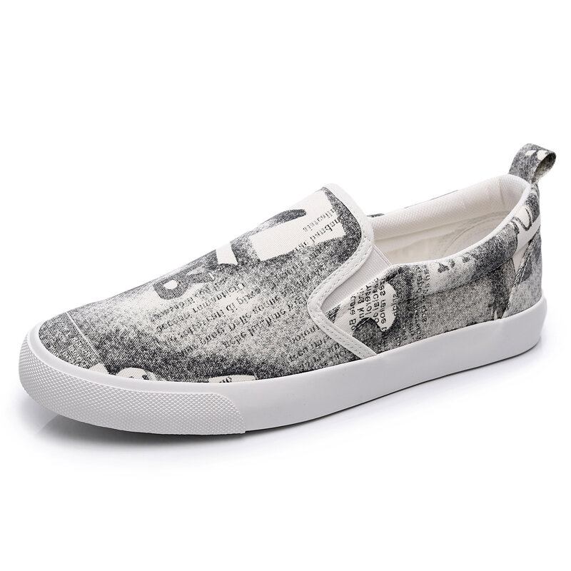 Mænd Canvas Åndbar Slip On Comfy Casual Court Flade Sko