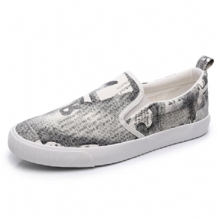 Mænd Canvas Åndbar Slip On Comfy Casual Court Flade Sko