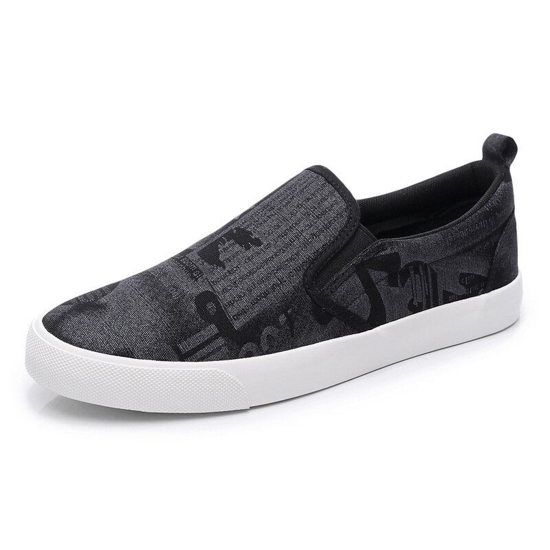 Mænd Canvas Åndbar Slip On Comfy Casual Court Flade Sko