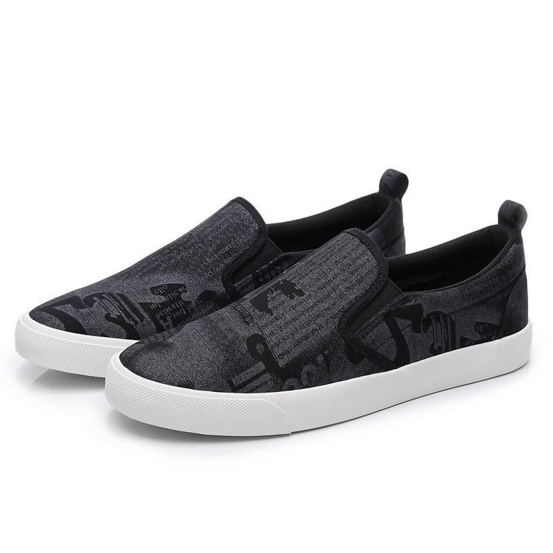 Mænd Canvas Åndbar Slip On Comfy Casual Court Flade Sko