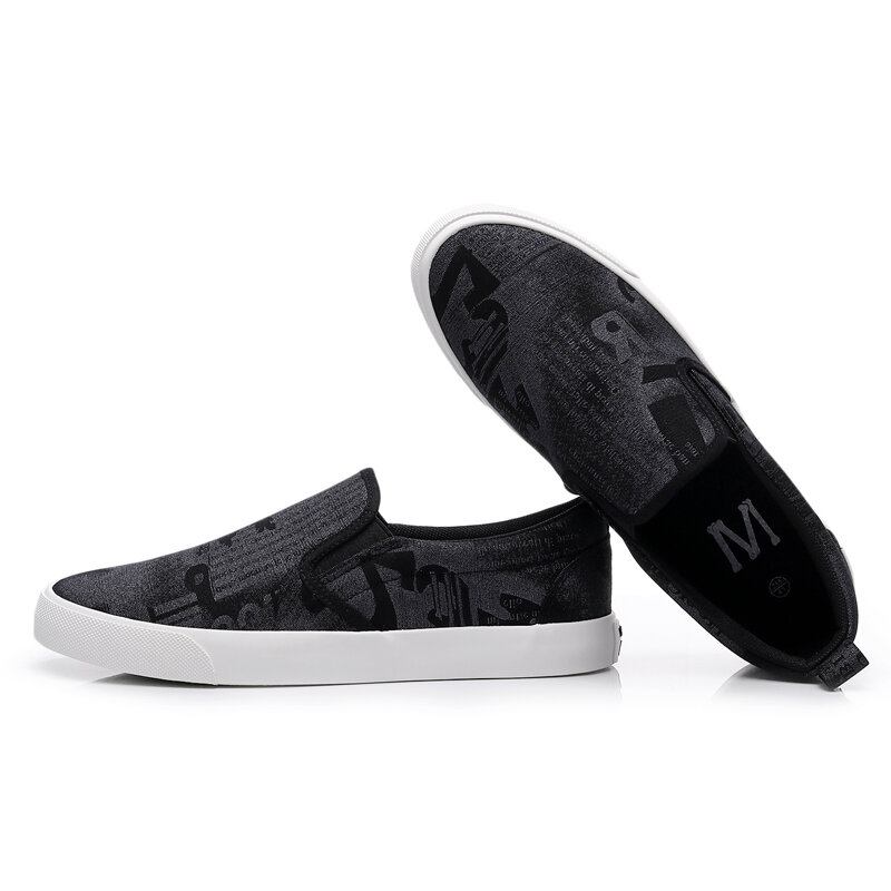 Mænd Canvas Åndbar Slip On Comfy Casual Court Flade Sko