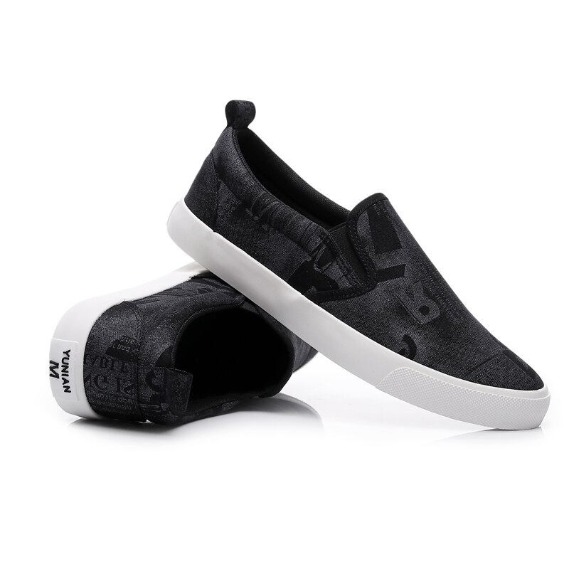 Mænd Canvas Åndbar Slip On Comfy Casual Court Flade Sko