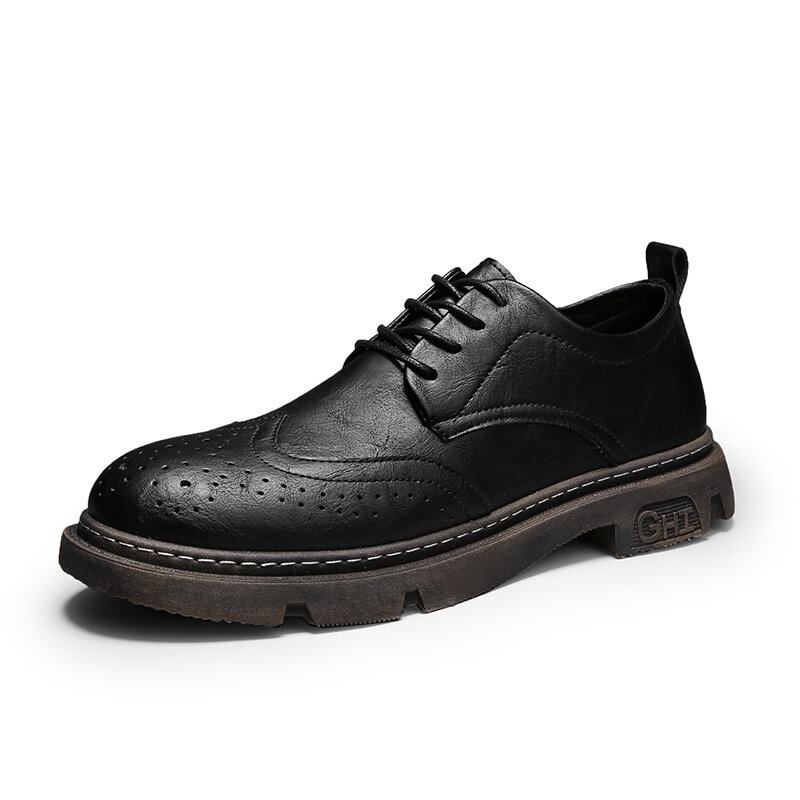 Mænd Comfy Rund Tå Snørebånd Oxfords Brogue Fritidssko