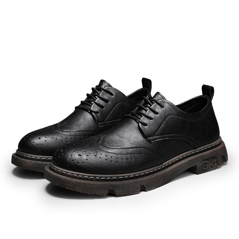 Mænd Comfy Rund Tå Snørebånd Oxfords Brogue Fritidssko