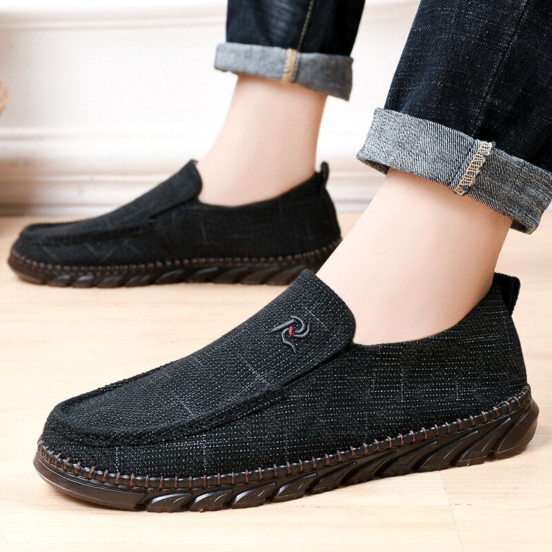 Mænd Gamle Peking-stil Klud Håndsyning Slip On Casual Sko