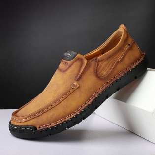 Mænd Håndsømme Microfiber Læder Skridsikre Slip On Loafers