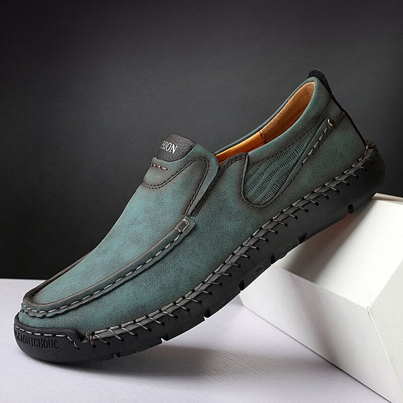 Mænd Håndsømme Microfiber Læder Skridsikre Slip On Loafers