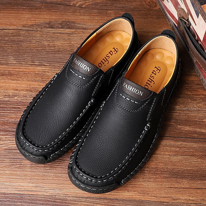 Mænd Håndsømme Microfiber Læder Skridsikre Slip On Loafers