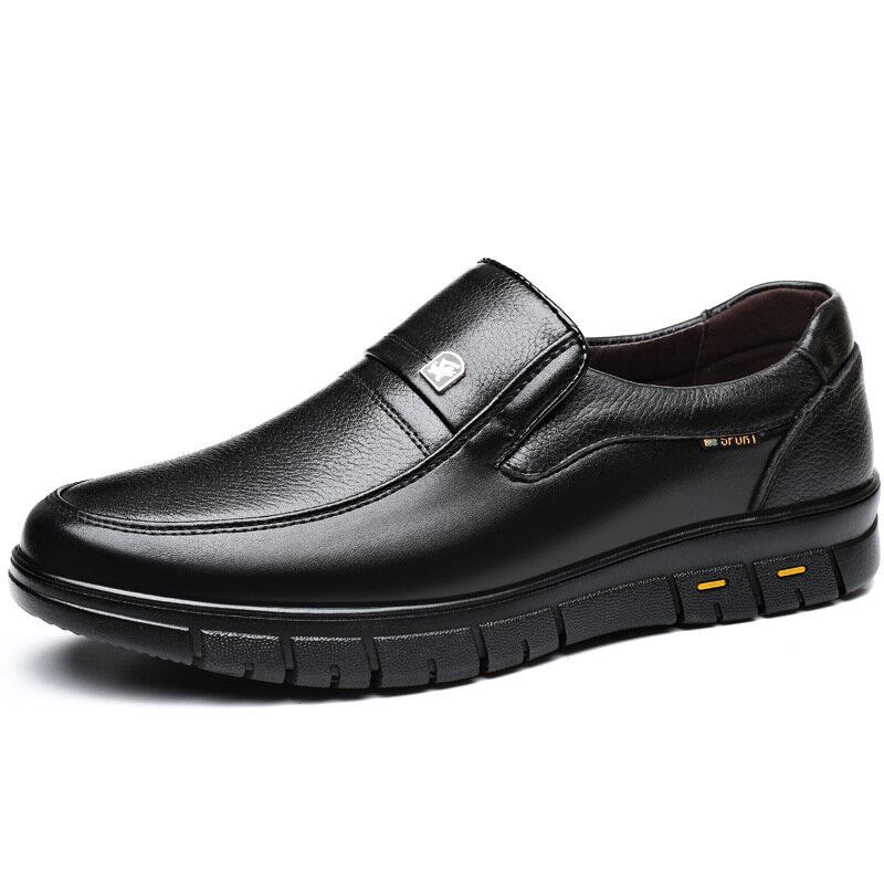 Mænd Koskind Læder Åndbar Blød Sål Slip On Klassiske Casual Business Sko