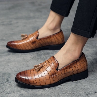 Mænd Læder Åndbar Blød Sål Retro Crocodile Grain Slip On Casual Sko