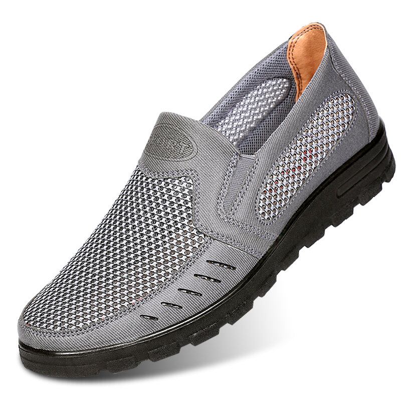 Mænd Mesh Åndbar Udhulet Skridsikker Blød Sål Slip On Casual Sko